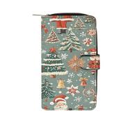 JTREWBV Portefeuille en cuir PU, portefeuille de voyage avec fermeture éclair, motif cloches d'arbre de Noël, porte-cartes de crédit, pochette pour femme avec fenêtre d'identification, Cloches d'arbre
