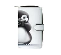 JTREWBV Portefeuille en cuir synthétique, imprimé pingouins mignons avec fermeture éclair, porte-cartes de crédit, portefeuille de voyage, pochette pour femme avec fenêtre d'identification, Jolis