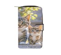 JTREWBV Portefeuille en cuir synthétique, motif chatons, famille, chats, fermeture éclair, porte-cartes de crédit, sac à main de voyage, pochette pour femme avec fenêtre d'identification, Chats de la