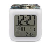 JTREWBV Réveil lumineux, motif tête de mort papillon, réveil de voyage, réveil à piles, réveil portable pour voyage