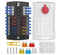 Jtron Boîte à fusibles de voiture 12 V avec fusible ATC/ATO Blade Porte-fusibles LED Voyant lumineux Couvercle en plastique pour voiture, bateau, marine RV