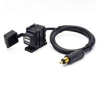 Jtron DIN Hella Adaptateur d'alimentation de prise de chargeur USB double moto 2.1A avec câble de 1.8m pour téléphone/iPhone/GPS SatNav