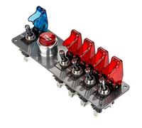 Jtron Panneau d’interrupteurs à bascule DC12V, 5 en 1, interrupteur à bascule LED pour démarrage de moteur de voiture de course (4 rouges 1 bleu)