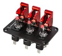 Jtron Panneau d'interrupteur à bascule 3 Gang, 12V 20A, Voyant LED Rouge avec Cache de Protection, Tableau de Commutation Étanche pour Voiture, Camion, Bateau, Caravane et Véhicules