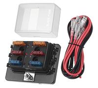 Jtron Porte-fusibles ATO à 6 compartiments avec affichage LED, couvercle de protection, DC 12 V-32 V, bloc à fusibles plats avec 6 fusibles plats pour voiture, bateau, marine, SUV