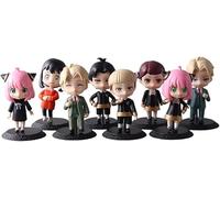 jtsgwop Anya Forger, Yor, Yuri, Loid, Becky Action Figures Set, 8PCS Cartoon Cosplay PVC Anime Figure Statues Model Collection Décoration Cadeau 8,9 cm