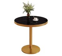 JTSMJQIE Table de salle à manger ronde du milieu du siècle pour 2 à 4 personnes avec socle pour maison, bureau, salon, cuisine, loisirs, noir, contemporain