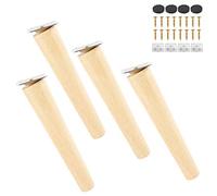 JTWEB Lot de 4 pieds de meubles en bois de chêne laqué de 20 cm - Pour canapé, lit, armoire, canapé, table basse, meuble TV, armoire, meubles de bureau - 8 cm/15 cm/20 cm - Avec plaques de montage et