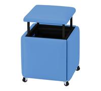 JTWWDM Fauteuil Gigogne Multifonction, Ottoman Cube Empilable 5 en 1 avec roulettes Pivotantes, Repose-Pieds Carré en Cuir pour Chambre Coucher et Salon,Bleu,17.7x17.7x17.7in
