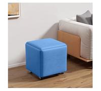 JTWWDM Fauteuil Ottoman Cube 5 en 1 en Cuir, Canapé Carré Emboîtable de 45 cm avec roulettes Pivotantes, Repose-Pieds Mobile et Empilable pour Chambre à Coucher ou Salon,Bleu,17.7x17.7x17.7in