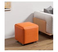 JTWWDM Fauteuil Ottoman Cube 5 en 1 en Cuir, Canapé Carré Emboîtable de 45 cm avec roulettes Pivotantes, Repose-Pieds Mobile et Empilable pour Chambre à Coucher ou Salon,Orange,17.7x17.7x17.7in