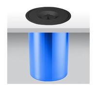 JTWWDM Poubelle Ronde Cachée Gain de Place, Grande Capacité, Bac en Plastique PP Bleu avec Couvercle et Poignée en Acier Inoxydable, Conteneur à Déchets Intégré à Bord Lisse,Noir,5L