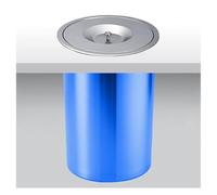 JTWWDM Poubelle Ronde Cachée Gain de Place, Grande Capacité, Bac en Plastique PP Bleu avec Couvercle et Poignée en Acier Inoxydable, Conteneur à Déchets Intégré à Bord Lisse,Argent,8L