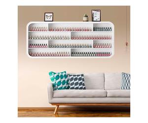 JTWWDM Support Mural pour Vernis à Ongles à 4 Niveaux, Étagère Murale en Bois Solide, Organiseur de Maquillage Durable pour Vernis à Ongles, Huiles Essentielles et Cosmétiques,1.2m/47.2in