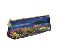 JTXSFYZPB Beautiful Flowers Mountain - Trousse à crayons portable en cuir avec fermeture éclair pour enfants, filles, garçons, femmes, hommes, blanc, Taille unique, Organiseur d'emballage