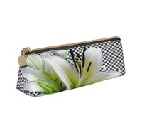 JTXSFYZPB Beautiful-Lilies - Trousse à crayons portable en cuir avec fermeture éclair pour enfants, filles, garçons, femmes, hommes, blanc, Taille unique, Organiseur d'emballage