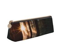 JTXSFYZPB Morning Sunlight in Wilderness - Trousse à crayons en cuir portable pour papeterie avec fermeture éclair pour enfants, filles, garçons, femmes, hommes, blanc, Taille unique, Organiseur