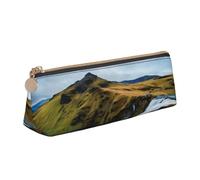 JTXSFYZPB Mountain Waterfall - Trousse à crayons portable en cuir avec fermeture éclair pour enfants, filles, garçons, femmes, hommes, blanc, Taille unique, Organiseur d'emballage