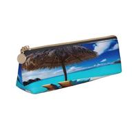 JTXSFYZPB Tropical Beach - Trousse à crayons portable en cuir avec fermeture éclair pour enfants, filles, garçons, femmes, hommes, blanc, Taille unique, Organiseur d'emballage