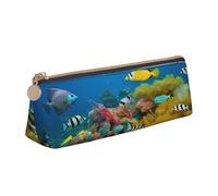 JTXSFYZPB Tropical Fish - Trousse à crayons en cuir portable avec fermeture éclair pour enfants, filles, garçons, femmes, hommes, blanc, Taille unique, Organiseur d'emballage