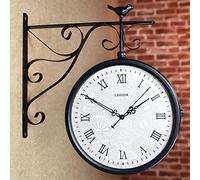 JTYX Horloges de Jardin Horloge Murale Double Face étanche extérieure étanche aux intempéries Horloge de Gare de Jardin intérieure et extérieure Meilleur Cadeau pour la Maison