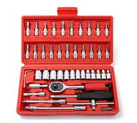 JTZXJJX Lot de 46 clés à douille à cliquet 1/4" - Petite boîte à cliquet - Avec douilles métriques et barres d'extension pour travaux sur vélos et voitures
