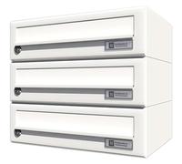 JU HBFA3/08-502 RAL9016 Système de boîte aux lettres domestique 3 pièces en acier blanc RAL 9016 Argenté 375 x 330 x 280 mm