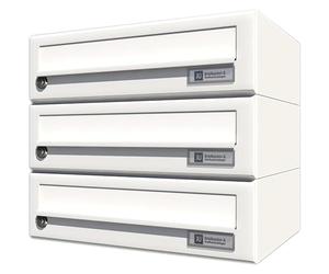 JU HBFA3/08-502 RAL9016 Système de boîte aux lettres domestique 3 pièces en acier blanc RAL 9016 Argenté 375 x 330 x 280 mm