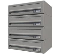 JU HBFA4/08-502 RAL9007 Bloc de 4 boîtes aux Lettres Gris Acier RAL 9007 375 x 440 x 280 mm