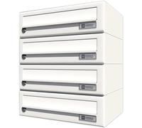 JU HBFA4/08-502 RAL9016 Système de boîte aux lettres domestique 4 pièces en acier blanc RAL 9016 Argenté 375 x 440 x 280 mm