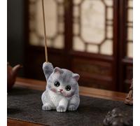 JU7CER 1 pièce Porte-bonbons en céramique adorable en forme de chaton, brûleur d’encens pour aromathérapie, pièce décorative d’intérieur style Zen, Kung Fu Petit Chat Bleu - pour encens en bâtonnets
