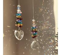 JU7CER Lot de 2 Suspensions Boule Cristal Cœur Arc-en-Ciel - Prism Cœur Multicolore, Décoration de Fenêtre pour Mariage et Noël