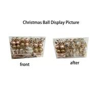 Ju7cer Lot de 72 boules de Noël, avec sapin de Noël, boules de Noël en forme de cœur, chaussettes de Noël, boules de Noël, pour la décoration du sapin de Noël et des fêtes, rose
