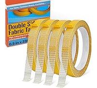 Juadnic Ruban adhésif double face en tissu - Pour rideaux et textiles - Forte adhérence - Pour raccourcir les pantalons - 1,3 cm x 10 m x 4r + 0,8 cm x 4 m x 4r - Pas de couture nécessaire
