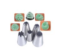 JUAKSQZYI Lot de douilles en acier inoxydable - Étoile fermée - Crème | Conseils de décoration pour cupcakes, gâteaux, cookies