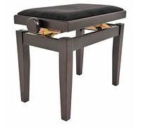 Juan Miguel Navarrez Banc de Piano Élégance Bois de Rose Mat - Bois Massif - Réglable en Hauteur grâce à Un mécanisme à Ciseaux - Revêtement de siège en Velours Noir