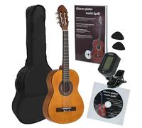 Juan Miguel Navarrez guitare de concert, guitare classique, 1/2 honey - naturel, Starter Set (incl. housse, médiators, livre avec CD, accordeur)