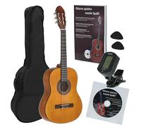 Juan Miguel Navarrez guitare de concert, guitare classique, 3/4 honey - naturel, Starter Set (incl. housse, médiators, livre avec CD, accordeur)