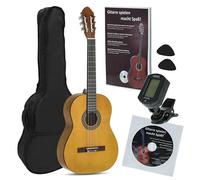 Juan Miguel Navarrez guitare de concert, guitare classique, 4/4 honey - naturel, Starter Set (incl. housse, médiators, livre avec CD, accordeur)