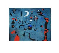 Juani Miroi Peinture sur toile Célèbres Tableaux-Impression sur toile Reproductions-Tableau Abstrait Juani Miroi Poster-Tableau d'art mural(FIGURE DE NUIT GUIDÉE PAR LE) 50x65cm20"x25"Sans cadre