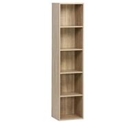 JUANIO Bibliothèque Etagère Cube Colonne à 5 Niveaux Meuble de Rangement Coloris Effet Bois Naturel - Longueur 30 x Largeur 24 x Hauteur 132 cm