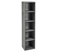JUANIO Bibliothèque Etagère Cube Colonne à 5 Niveaux Meuble de Rangement Coloris Gris - Longueur 30 x Largeur 24 x Hauteur 132 cm