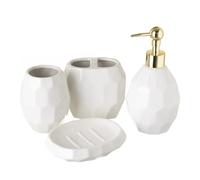 JUANIO Ensemble d'accessoires Salle de Bain 4 pièces, Set Salle de Bain avec Distributeur de Savon en céramique Coloris Blanc