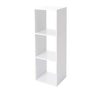 JUANIO Étagère de 3 Cubes à Dos Ouvert, Meuble Colonne de Rangement, bibliothèque en Bois Coloris Blanc - Longueur 34,4 x Profondeur 32 x Hauteur 100.5 cm