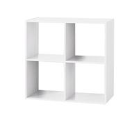 JUANIO Étagère de 4 Cubes à Dos Ouvert, Meuble de Rangement, bibliothèque en Bois Coloris Blanc - Longueur 67,6 x Profondeur 32 x Hauteur 67.6 cm