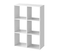 JUANIO Étagère de 6 Cubes à Dos Ouvert, Meuble de Rangement, bibliothèque en Bois Coloris Blanc- Longueur 67,6 x Profondeur 32 x Hauteur 100.5 cm