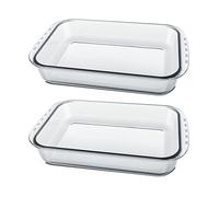 JUANIO Lot de 2 plateau à four rectangulaire, Plat à gratin, moule de cuisson en verre, capacité 3.7 L - Longueur 36 x Profondeur 22 x Hauteur 7 cm