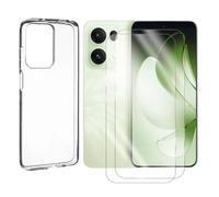 JUANIO Lot de 2 Verre trempé + Coque de Protection Compatible avec Oppo RENO 13 5G 6.59" Coque Souple Silicone Transparente
