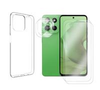JUANIO Lot de 2 Verre Trempé écran Protecteur Compatible avec Motorola Moto G15 4G 6,72" + Coque Transparente Silicone + Lot de 2 Verre Trempé Caméra Arrière