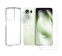 JUANIO Lot de 2 Verre Trempé écran Protecteur Compatible avec Oppo RENO 13 5G 6.59" + Coque Transparente Silicone + Lot de 2 Verre Trempé Caméra Arrière